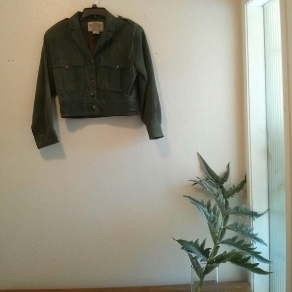 Vintage Suede Cropped Bomber/Pilot Jacket Size M - Picture 16 of 16